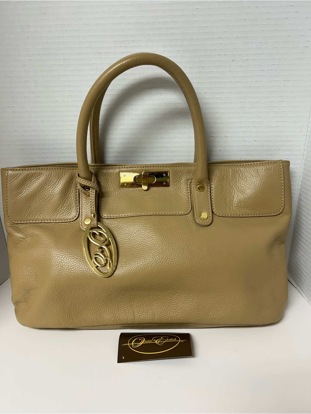 ONNA EHRLICH Beige/Tan Genuine Leather Handbag – Like New / Excellent Condition